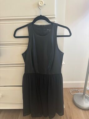 Armani Exchange Black Faux-Leather Bodice Mini Dress